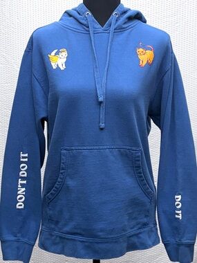 Emma Chamberlain Do It Don't Do It Angel Devil Cat Hoodie Womens S Blue